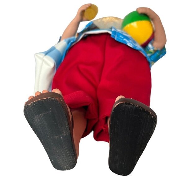 Santa Claus  15" Figurine on Vacation Hawaiian Shirt Beach Ball Drink Sun Hat - Picture 12 of 13